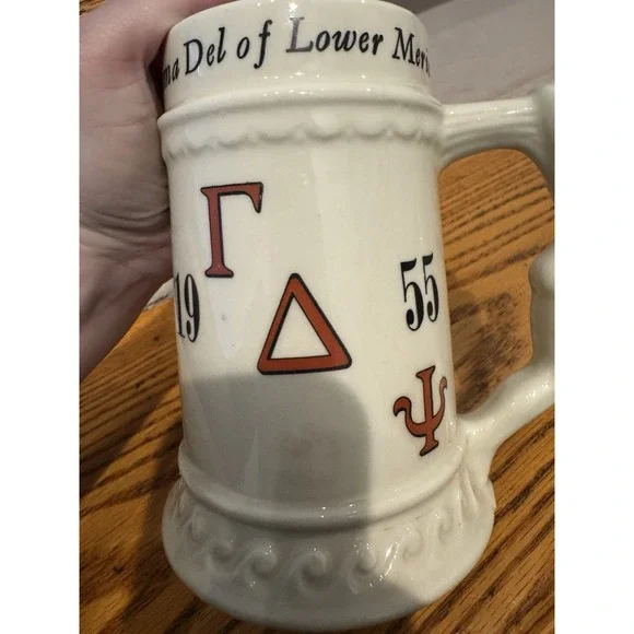 Vtg Gamma Del Of Lower Merion Mug Stein Lady On Handle 1955 Juk-Juk Pennsylvania